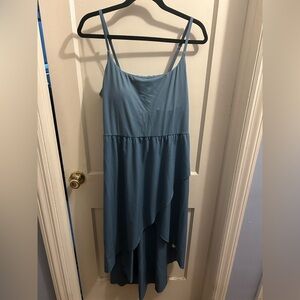 Halara Breezeful backless high-low flowy midi quick-dry dress blue-green XL‎